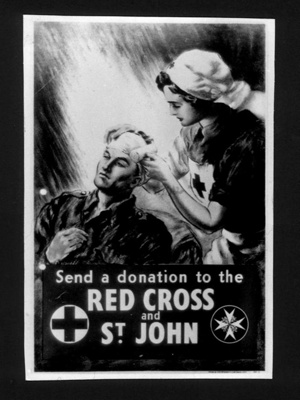 Photograph poster - "Send a donation to the Red Cross and St. John"; 6870 Photograph poster - "Send a donation to the Red Cross and St. John"; 6870