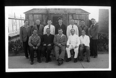 Photographs (2) - Eden Camp taken from the tower and staff at Eden Camp 1948 - (see also items 19007 & 19666); 15352