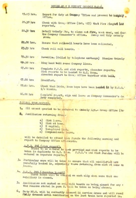 List of duties of the company orderly N.C.O. - "B" Coy Bicester cod group A.T.S.; 5446