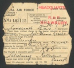 R.A.F. form 1873 - omnibus warrant - R.A.F. Shawbury - Cpl Bland - 29/07/1941; 29/07/1941; 1999