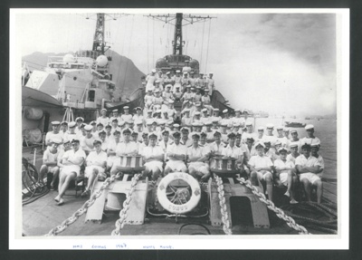 Photocopied photos of Navy personnel on H.M.S. Comus 1947, Hong Kong ; 79751