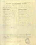 Photocopy of Army Form W5065 - "Soldier's Demobilization Account" - Gnr (?) G. Shipley - Royal Engineers (?) - 16/06/1919; 16/06/1919; 38537
