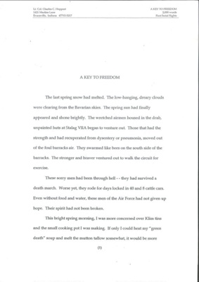 Written account - Col Charles Huppert's involvement in escape of eight U.S. servicemen from Stalag Luft 7a - (see forces reunion 92); 36227 Written account - Col Charles Huppert's involvement in escape of eight U.S. servicemen from Stalag Luft 7a - (see forces reunion 92); 36227