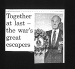 Photocopy - blazer badge - "Army P.O.W. Escape Club" & news article re: Arthur HusCroft; 7575