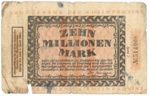 German bank note - Landesbank Der Rheinprovinz - Zehn Millionen Mark - 10000000 Marks - 01/09/1923; 1/09/1923; 37972 German bank note - Landesbank Der Rheinprovinz - Zehn Millionen Mark - 10000000 Marks - 01/09/1923; 1/09/1923; 37972