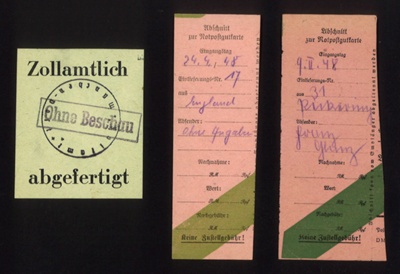 2 X proof of posting for parcels to England Franz Glanz 1948. 1 x customs clearance in German; 71539