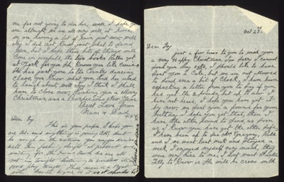 Letters- from 'Mam & Dad' to their daughter 'Ivy' x2 while she was serving in the W.A.A.F in Cairo, Egypt undated ; 78824