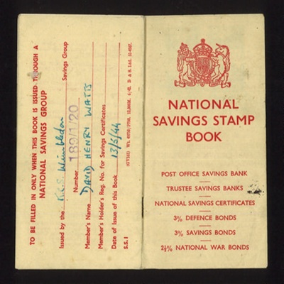 National savings stamp book - David Henry Watts - 13/05/1944; 13/05/1944; 9666