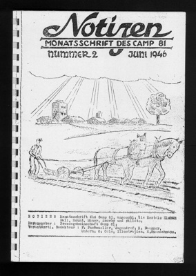 German P.O.W. newsletter - "Notizen" - newsletter of P.O.W. camp 81 - Bingley farm - Brigg - issue no: 2 - June 1946; 1/06/1946; 33619