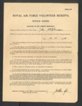 R.A.F. form 2168 - "Royal Air Force volunteer reserve" - John Stephenson - 15/04/1940; 15/04/1940; 34396 R.A.F. form 2168 - "Royal Air Force volunteer reserve" - John Stephenson - 15/04/1940; 15/04/1940; 34396