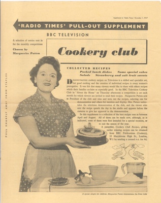 "Radio times" supplement - "BBC television cookery club" - 01/11/1957; 1/11/1957; 37360 "Radio times" supplement - "BBC television cookery club" - 01/11/1957; 1/11/1957; 37360