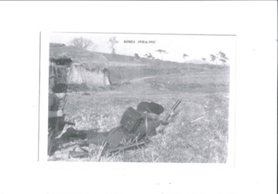Copy of photograph - British troops in Korea - with mortar; 36321
