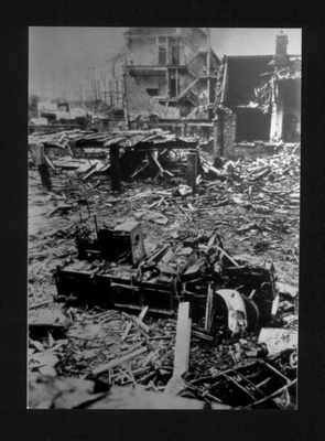 Photograph - bomb damaged fire station; 6805 Photograph - bomb damaged fire station; 6805