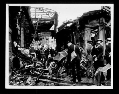 Official copyrighted war photograph- 15th September 1940- German bomber brought down by a London station; 56523