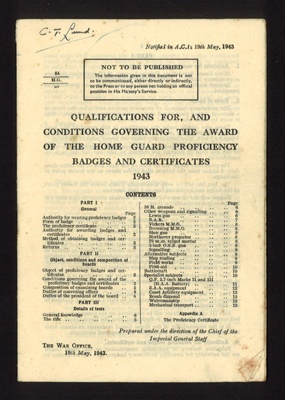 Home Guard proficiency badges & certificates; 8217