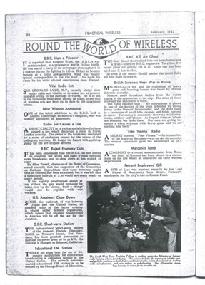Extract from "Practical Wireless" magazine - "Round the world of wireless" - February 1942; 1/02/1942; 37406