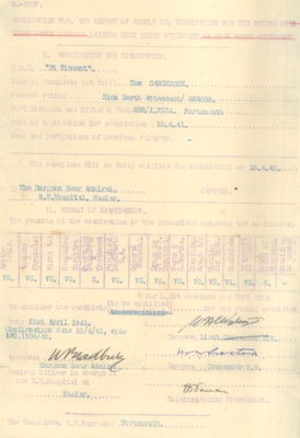 Correspondence and Examination Results re: Royal Navy Educational Test 1 - Tom Sanderson - 1941; 1/01/1941; 38304