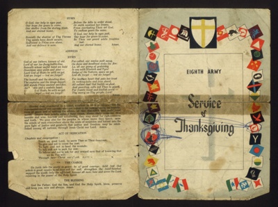 Programme - Eighth Army service of thanksgiving - order of service; 9931