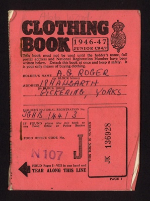 Board of Trade clothing book 1946-47 junior - A.G. Roger - Pickering; 1/01/1946; 2371