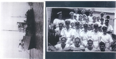 Copies (2) of photographs (2) - "H.M.S. Simbra" - ex Norwegian whaler - asdic escort vessel & crew of "H.M.S. Simbra"; 35869 Copies (2) of photographs (2) - "H.M.S. Simbra" - ex Norwegian whaler - asdic escort vessel & crew of "H.M.S. Simbra"; 35869