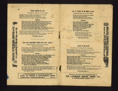 Song book - Lawrence Wright Music Company (front & rear cover missing); 5670