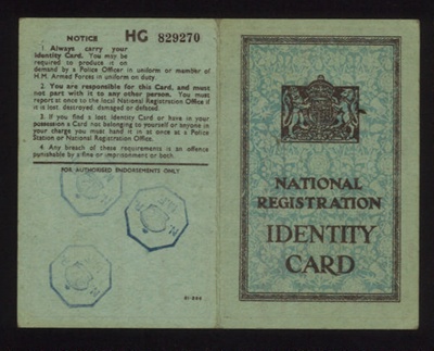 National registration identity card - Janet Peat - Leeds - 21/03/1951; 21/03/1951; 5016