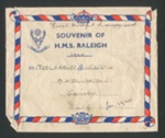Envelope - "Souvenir of H.M.S. Raleigh" - 1940 - addressed to Mrs Charles Blendell; 35956