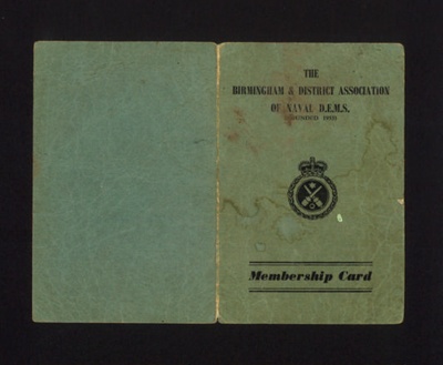 Membership card - Birmingham and District Naval D.E.M.S. Association - W.J. Taylor - 1953-1961; 1/01/1953; 1845