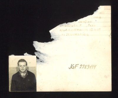 German P.O.W. record card (damaged) - Polish P.O.W. no: JGF 2923144; 5238 German P.O.W. record card (damaged) - Polish P.O.W. no: JGF 2923144; 5238