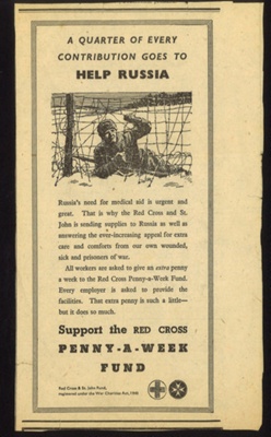 Newspaper advert re: Red Cross and St. John penny-a-week fund; 9609