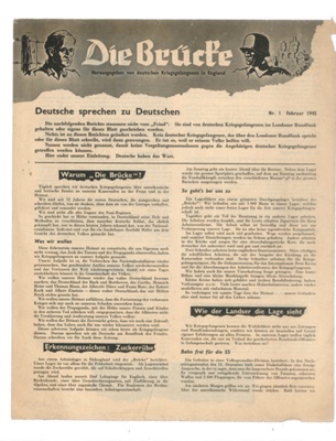 Numerous copies of "Die brucke" - newsletter of German P.O.W.'s in England - issue no: 1 - February 1945; 1/02/1945; 35307