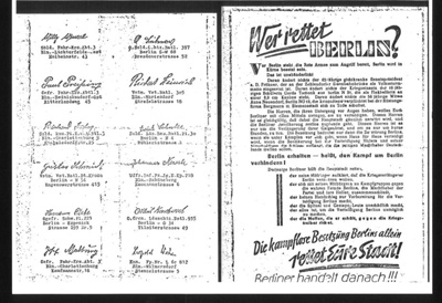 Photocopies & translation of Russian propaganda leaflet - dropped on Berlin by Russian forces massing for attack; 2106