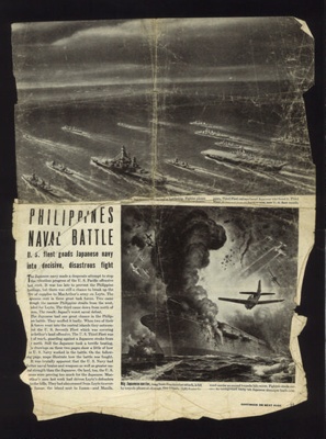 Magazine article - "Philippines naval battle" - battles of Leyte & Luzon; 2083 Magazine article - "Philippines naval battle" - battles of Leyte & Luzon; 2083