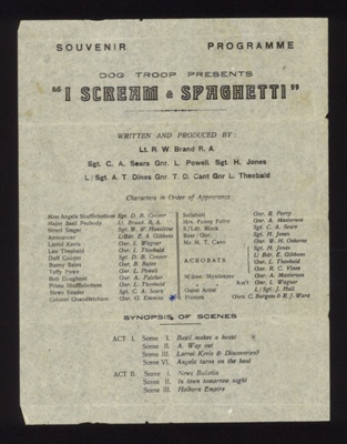 Programmes (2) - forces shows "I scream & spaghetti" & "Al ladin" - performed in Italy; 7622