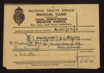 National health service medical card (in identity card wallet) - Margaret G. Gregory - Scarborough - 27/09/1950; 27/09/1950; 2372