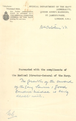 Correspondence re qualification as a Sick Berth Attendant - Tom Sanderson - R.N.A.S.B.R. - Royal Navy Auxiliary Sick Berth Reserve - 1935-1939; 1/01/1935; 38305
