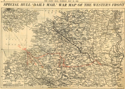Map - special Hull "Daily Mail" war map of the Western Front - 28/05/1940; 28/05/1940; 1814