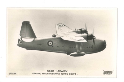 Photograph - "Saro Lerwick" - general reconnaissance flying boat; 36540 Photograph - "Saro Lerwick" - general reconnaissance flying boat; 36540