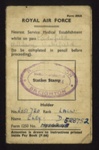 R.A.F. form 295A - R.A.F. Breighton - station quarters pass - August 1944 to July 1945; 1/01/1944; 6315 R.A.F. form 295A - R.A.F. Breighton - station quarters pass - August 1944 to July 1945; 1/01/1944; 6315
