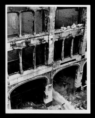 Official copyrighted war photograph- 25th August 1940- buildings damaged by bombing raid over London; 56517