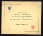 Pictorial Brochure - "A Memento of the Royal visit of Their Majesties King George VI & Queen Elizabeth to Kingston Upon Hull - 06/08/1941; 6/08/1941; 2275 Pictorial Brochure - "A Memento of the Royal visit of Their Majesties King George VI & Queen Elizabeth to Kingston Upon Hull - 06/08/1941; 6/08/1941; 2275
