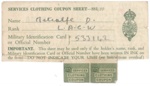 Board of Trade Services Clothing Coupon Sheet - L.A.C.W. D. Metcalf - with 2 coupons remaining; 38021 Board of Trade Services Clothing Coupon Sheet - L.A.C.W. D. Metcalf - with 2 coupons remaining; 38021