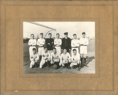 Photograph - "H.M.S. Hood" football team - J. Mulligan - goal keeper - (copy in hut 25); 36353 Photograph - "H.M.S. Hood" football team - J. Mulligan - goal keeper - (copy in hut 25); 36353