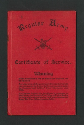 Army form b108 (red) - certificate of service - Regular Army - Gnr George Coward 840969 - Royal Artillery - 18/10/1934; 18/10/1934; 34520