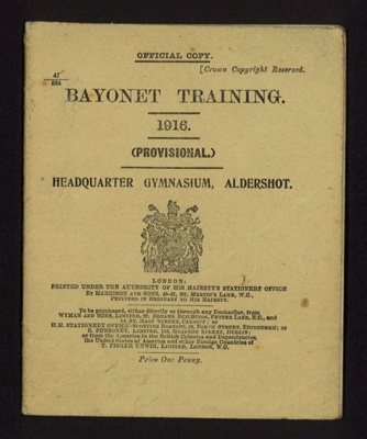 Booklet - "Bayonet training 1916" - headquarter gymnasium Aldershot - H.M.S.O. - 1916; 1/01/1916; 5640