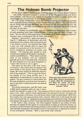 Correspondence - picture - article re: the Holman bomb projector MK II - D.E.M.S.; 10/04/1990; 1905