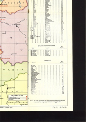 Map - principal P.O.W. camps in Europe - the Red Cross & St. John war organisation - 30/06/1944; 30/06/1944; 5105