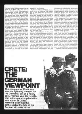 Photocopies (2) - magazine articles - "Crete - the German Viewpoint" & "The Battle of Crete" 20/05/1941 to 01/06/1941; 20/05/1941; 2105