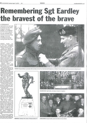 Press cuttings & information re: George Eardley - V.C. winner - Memorial; 36716 Press cuttings & information re: George Eardley - V.C. winner - Memorial; 36716