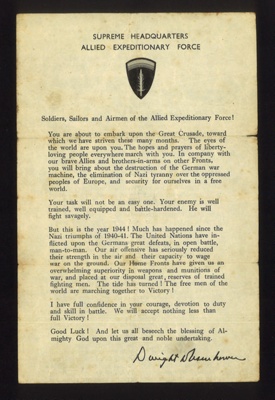 General Eisenhower's Message to Allied Forces Expeditionary Force - 1944; 1/01/1944; 2490 General Eisenhower's Message to Allied Forces Expeditionary Force - 1944; 1/01/1944; 2490